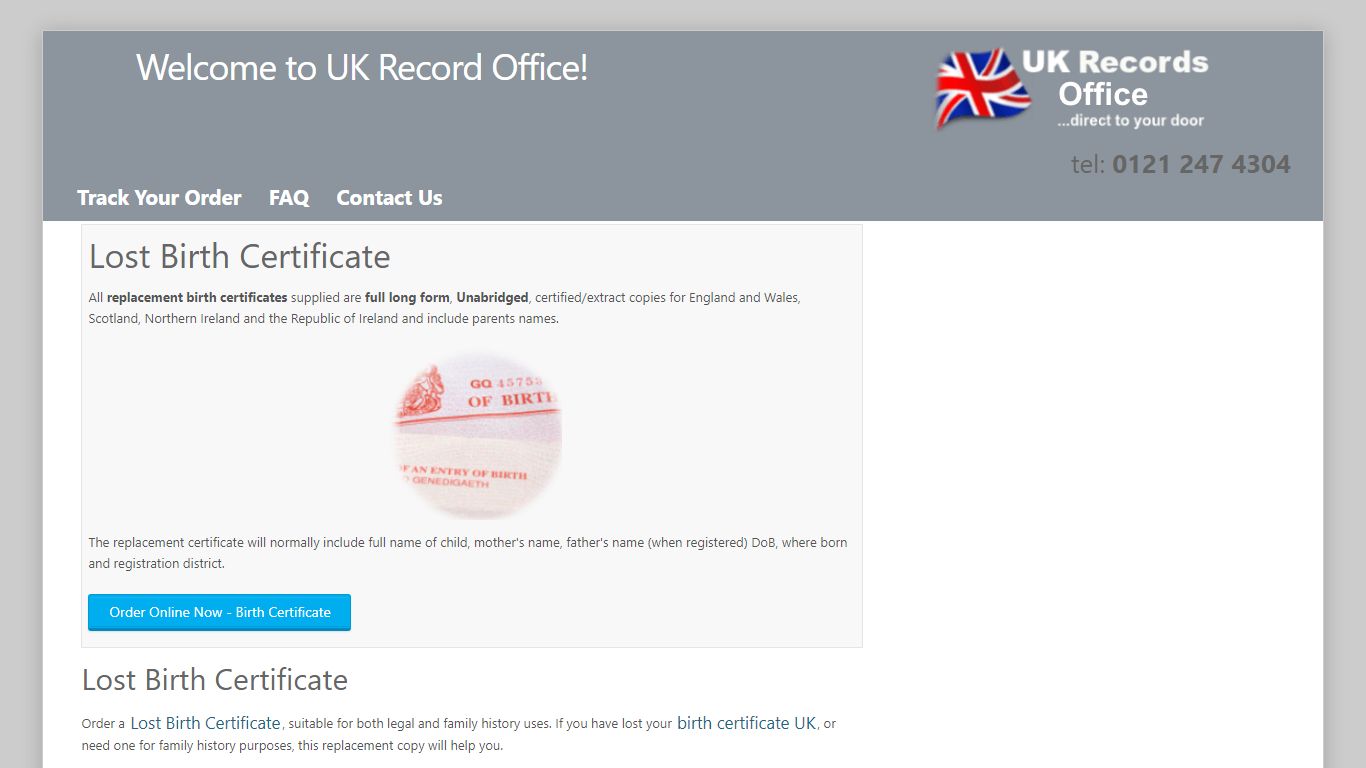 Lost Birth Certificate - UK Record Office Lost Replacement Need Copy ...